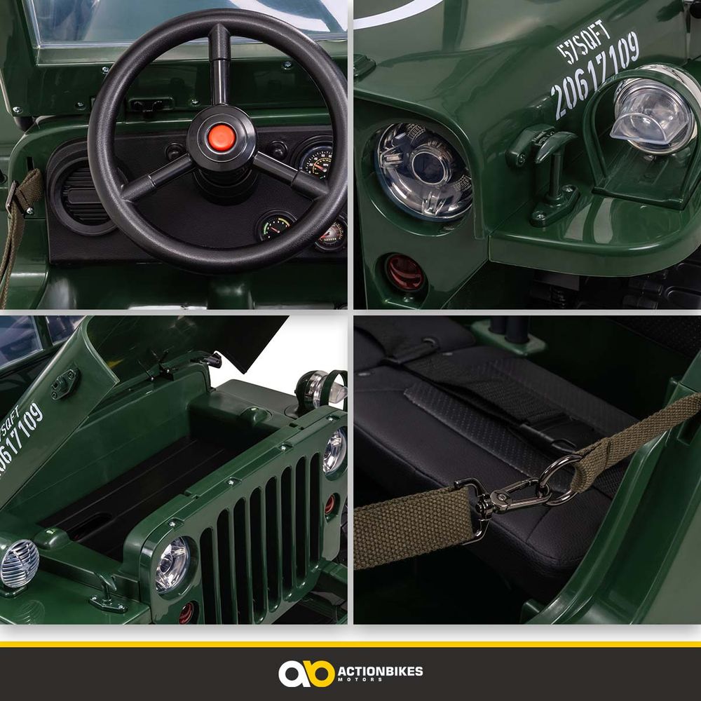 Willys jeep - Elektrisk barnebil - 3 seter -180 watt