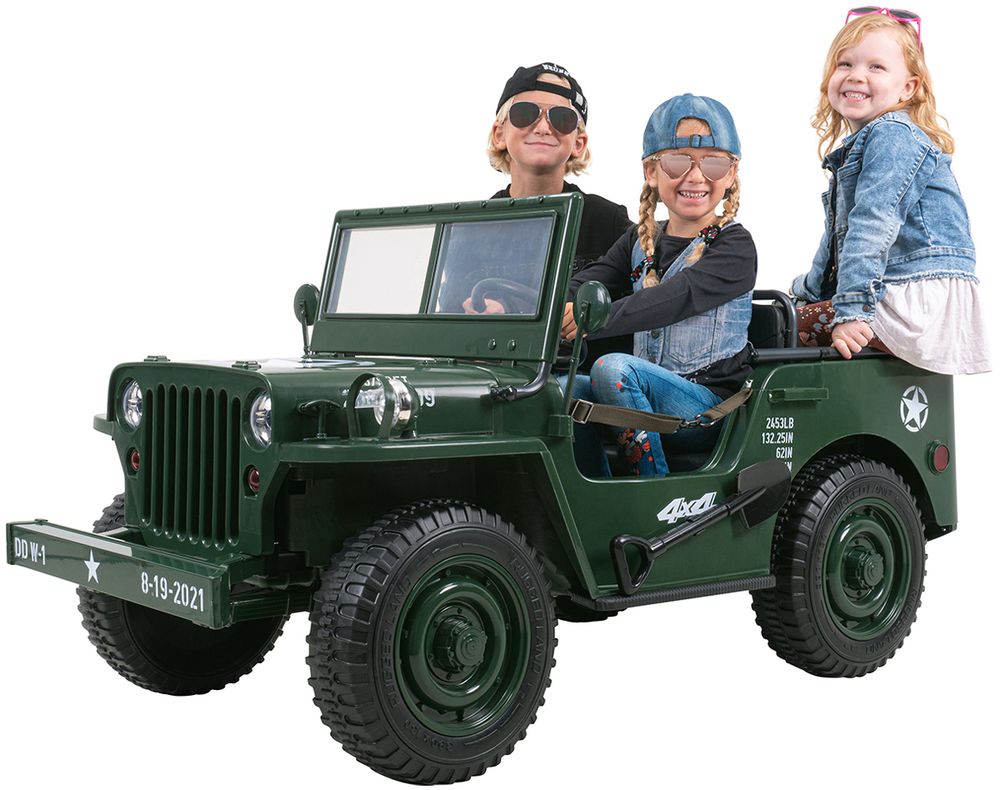 Willys jeep - Elektrisk barnebil - 3 seter -180 watt