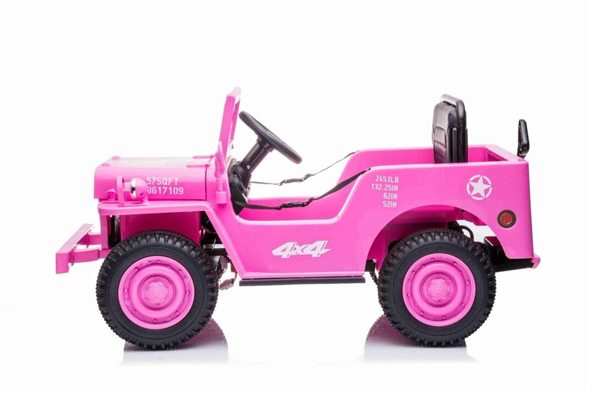 Willys Jeep elektrisk barnebil 12v - rosa