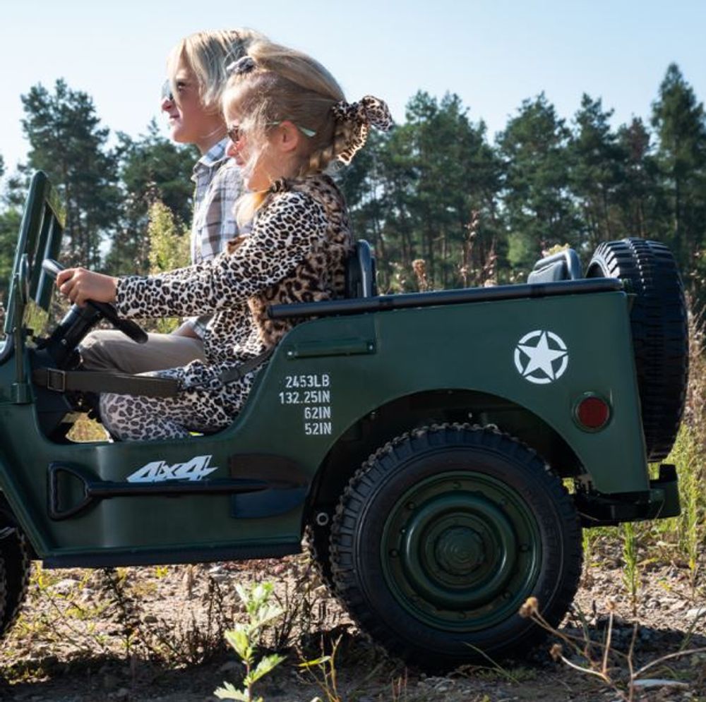 Willys jeep - Elektrisk barnebil - 3 seter -180 watt